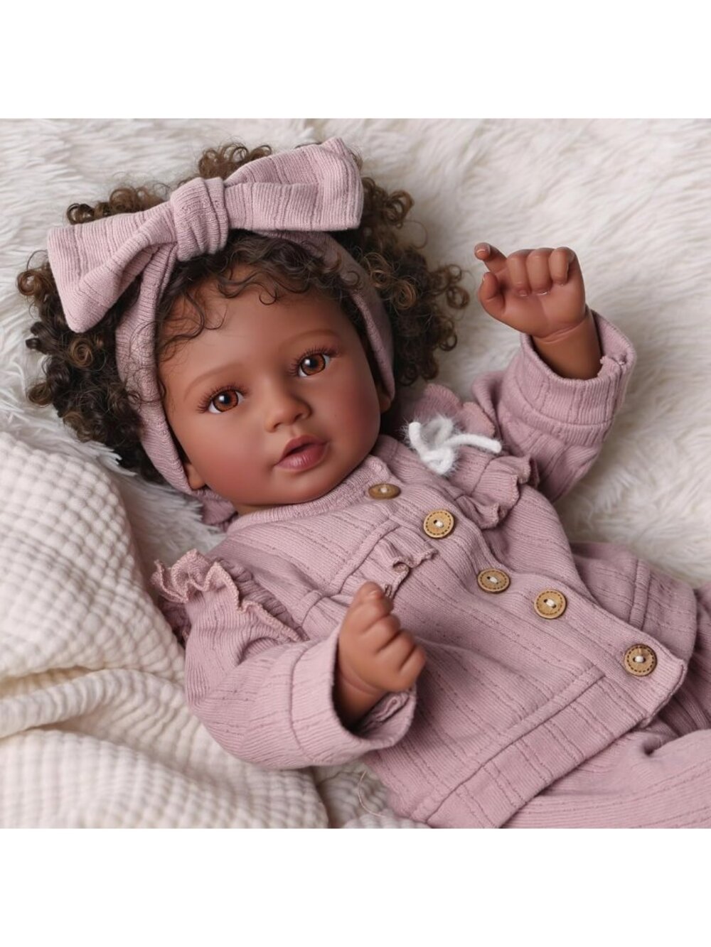 20in Realistic Black Reborn Baby Doll Girl Soft Body Hand Painted